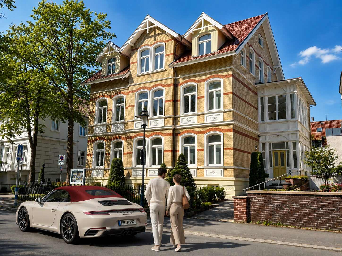Ankunft an der Boarding-House-Villa in Bad Oeynhausen
