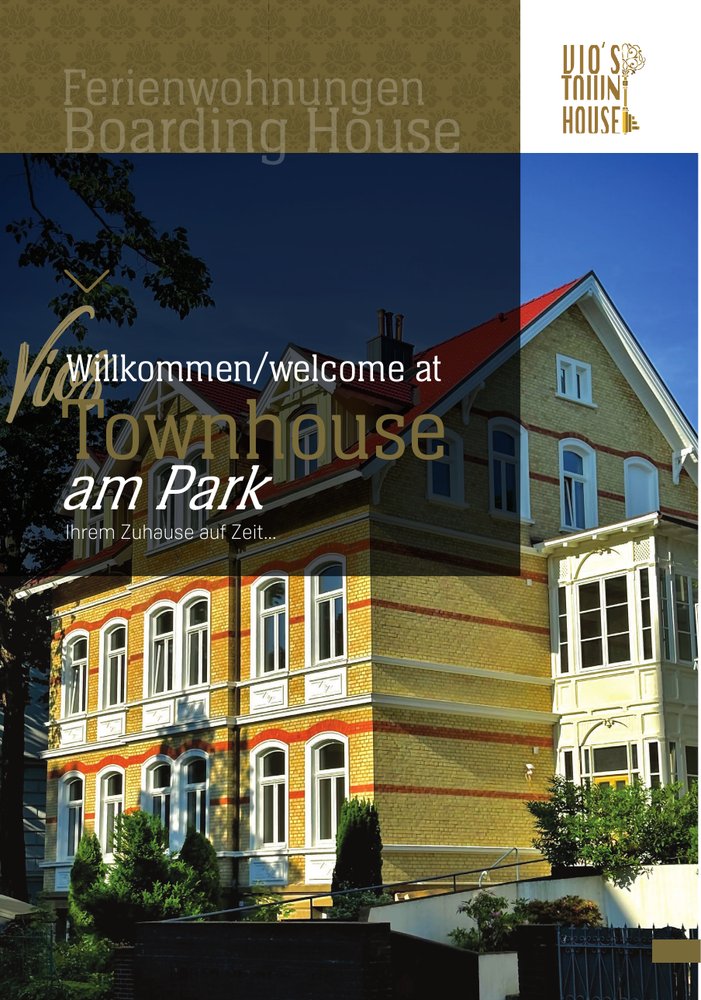 Titelseite des Boardinghouse-Hausflyers – Vio's Townhouse am Park