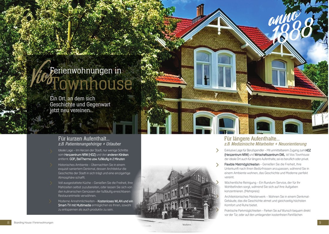 Innenseite des Boardinghouse-Hausflyers – Ferienwohnungen anno 1888